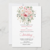 Bohemian Blush Peonies Gold Border Wedding Invite 招待状 (正面)