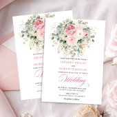 Bohemian Blush Roses Gold Frame Wedding Invitation 招待状