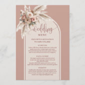 Bohemian Boho Dusty Rose Pampas Floral Wedding  メニュー (正面)
