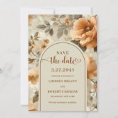 Bohemian Boho Earthy Ivory Sage Floral Save Date 招待状 (正面)