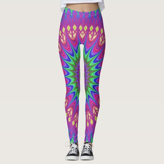 BOHEMIAN BOHO PINK YOGA PANTS LEGGINGS レギンス (正面)