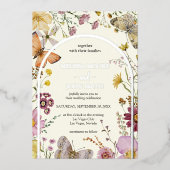 Bohemian Boho Wildflower Wedding 箔招待状 (正面)