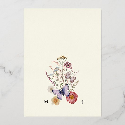 Bohemian Boho Wildflower Wedding 箔招待状 (裏面)