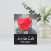 Bohemian Bold Modern Photo Black Save the Date ポストカード (スタンド正面)