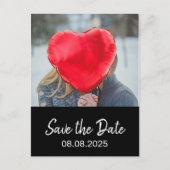 Bohemian Bold Modern Photo Black Save the Date ポストカード (正面)