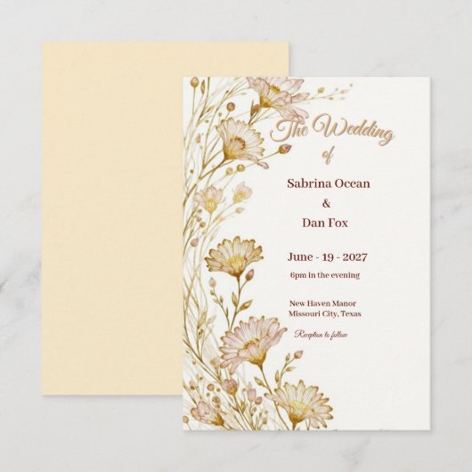 Bohemian, botanical style Invitation 招待状 (正面/裏面)