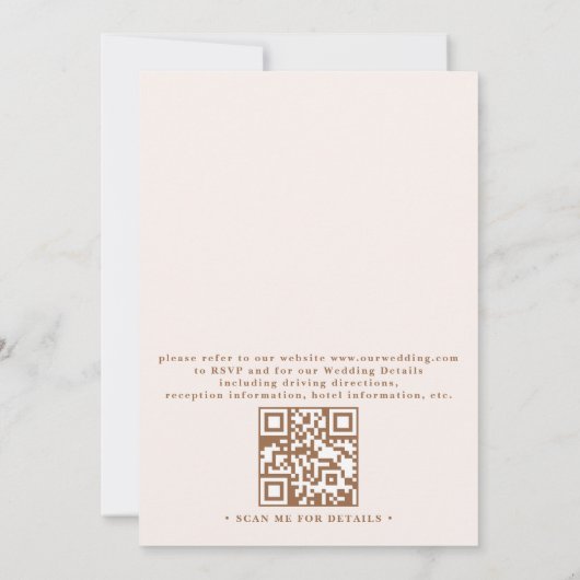 Bohemian Bouquet Rustic Elegant QR Code Wedding 招待状 (裏面)