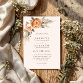 Bohemian Bouquet Rustic Elegant QR Code Wedding 招待状