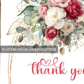 Bohemian Burgundy Blush Greenery Thank You Card サンキューカード