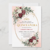 Bohemian Burgundy Peonies Eucalyptus Quince Invite 招待状 (正面)