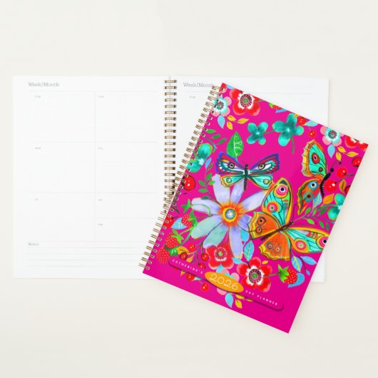 Bohemian Butterfly Floral 2026 Day Planner プランナー手帳 (ディスプレー)