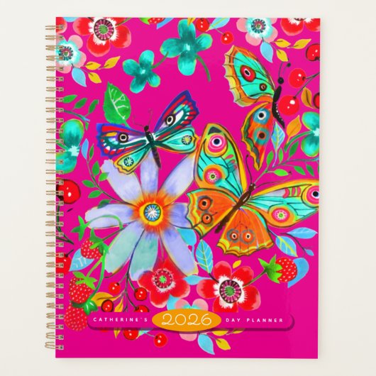 Bohemian Butterfly Floral 2026 Day Planner プランナー手帳 (正面)