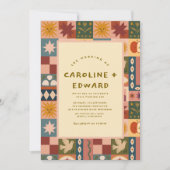 Bohemian Celestial Patchwork Wedding Invitation 招待状 (正面)