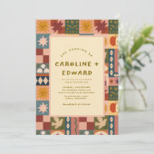 Bohemian Celestial Patchwork Wedding Invitation 招待状 (スタンド正面)