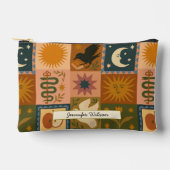 Bohemian Celestial Patchwork with Mystical Symbols アクセサリーポーチ (正面)