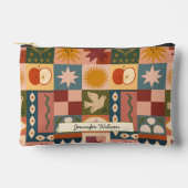 Bohemian Celestial Patchwork with Mystical Symbols アクセサリーポーチ (正面)