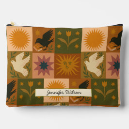 Bohemian Celestial Patchwork with Mystical Symbols アクセサリーポーチ