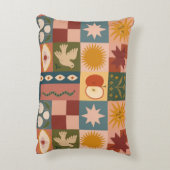 Bohemian Celestial Patchwork with Mystical Symbols アクセントクッション (裏面(縦))