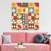 Bohemian Celestial Patchwork with Mystical Symbols キャンバスプリント (インサイチュ (リビング))