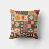 Bohemian Celestial Patchwork with Mystical Symbols クッション (裏面)