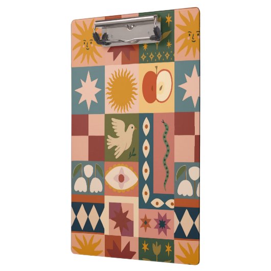 Bohemian Celestial Patchwork with Mystical Symbols クリップボード (左)