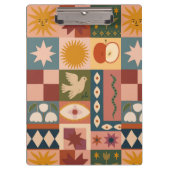 Bohemian Celestial Patchwork with Mystical Symbols クリップボード (正面)