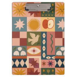 Bohemian Celestial Patchwork with Mystical Symbols クリップボード