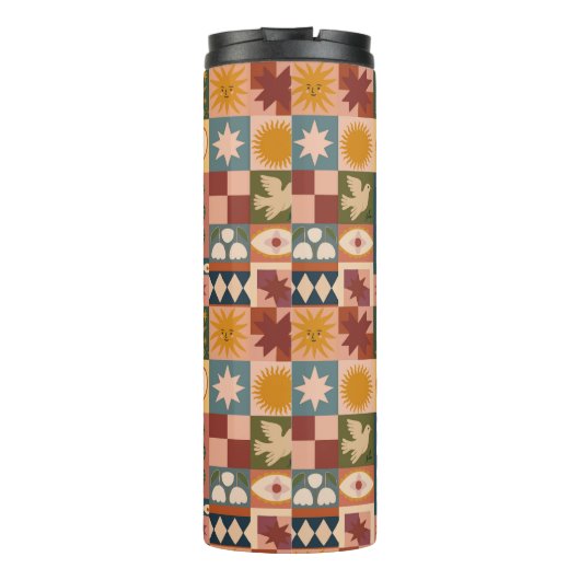Bohemian Celestial Patchwork with Mystical Symbols タンブラー (裏面)