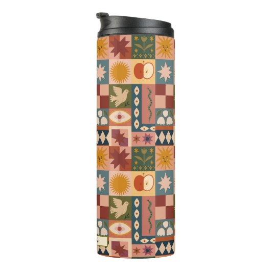 Bohemian Celestial Patchwork with Mystical Symbols タンブラー (回転右)