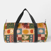 Bohemian Celestial Patchwork with Mystical Symbols ダッフルバッグ (裏面)