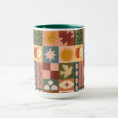 Bohemian Celestial Patchwork with Mystical Symbols マグカップ (中央)
