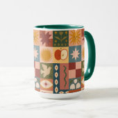 Bohemian Celestial Patchwork with Mystical Symbols マグカップ (正面右)