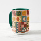 Bohemian Celestial Patchwork with Mystical Symbols マグカップ (正面左)