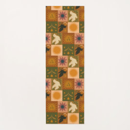 Bohemian Celestial Patchwork with Mystical Symbols ヨガマット