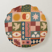 Bohemian Celestial Patchwork with Mystical Symbols ラウンドクッション (裏面)