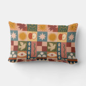 Bohemian Celestial Patchwork with Mystical Symbols ランバークッション (裏面)