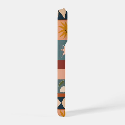 Bohemian Celestial Patchwork with Mystical Symbols iPhoneケース (右側面)