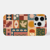 Bohemian Celestial Patchwork with Mystical Symbols iPhoneケース (裏面横)