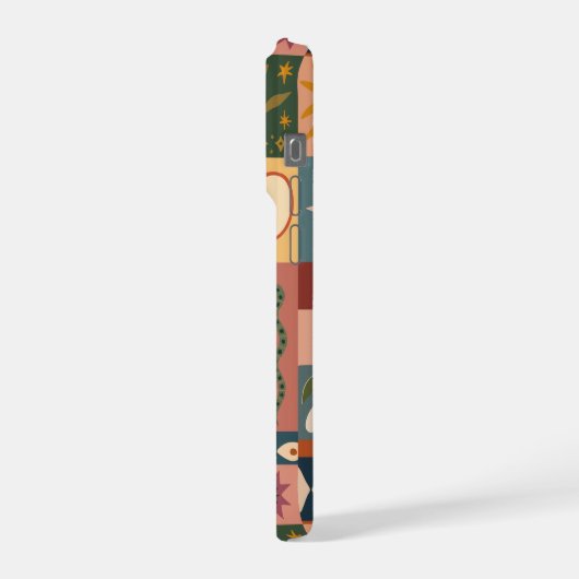 Bohemian Celestial Patchwork with Mystical Symbols iPhoneケース (左側面)