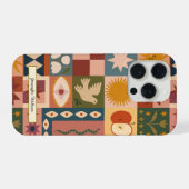 Bohemian Celestial Patchwork with Mystical Symbols iPhoneケース (裏面横)