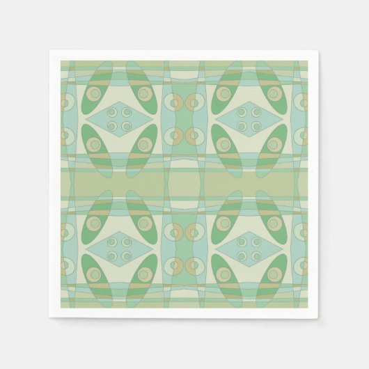 Bohemian Chintz New Green Olive スタンダードカクテルナプキン (正面)