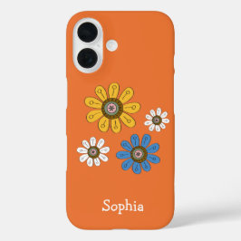 Bohemian Colorful Flowers Custom Name iPhone 16ケース