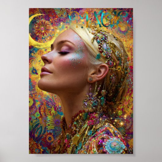 Bohemian Cosmic Goddess Art Print| Magic Woman  ポスター (正面)