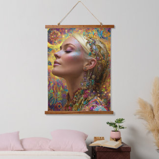 Bohemian Cosmic Goddess Art Tapestry 吊り下げ型タペストリー