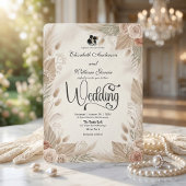 Bohemian Cream Chic Floral Rustic Wedding 招待状
