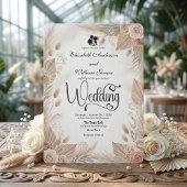 Bohemian Cream Chic Floral Rustic Wedding 招待状