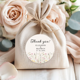 Bohemian Cream Floral Wedding  ラウンドシール