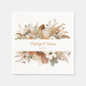 Bohemian Dried Autumn Flowers Wedding | スタンダードカクテルナプキン (正面)