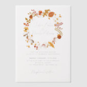 Bohemian Dried Rustic Floral Autumn Falls Wedding ベラム紙招待状 (正面)