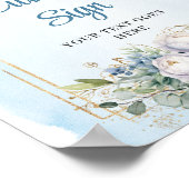 Bohemian Dusty Blue Floral DIY Wedding Sign 8x10 ポスター (角)